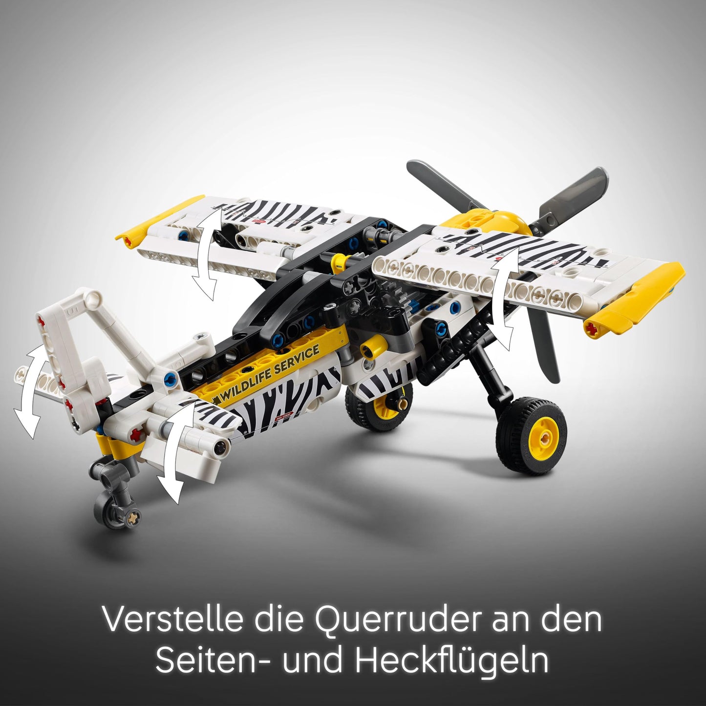 LEGO Technic propeller plane, buildable airplane toy for children, gift for boys and girls aged 8 and up, model airplane with rotating propeller and 4-cylinder piston engine 42198