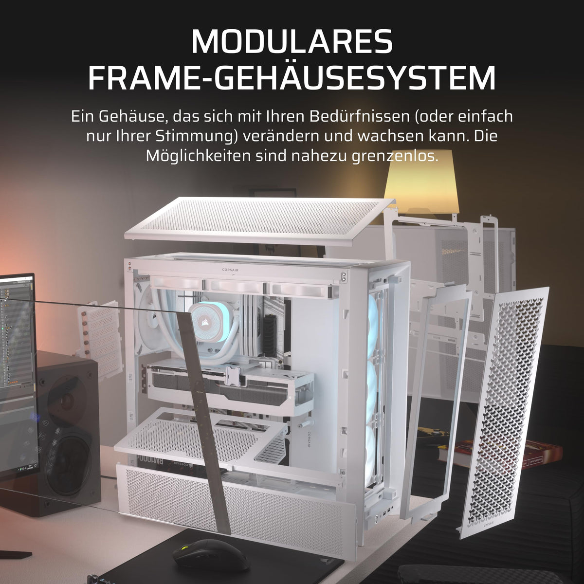 CORSAIR Frame 4000D RS ARGB Modular Mid-Tower ATX PC Case - White - CC-9011297-WW