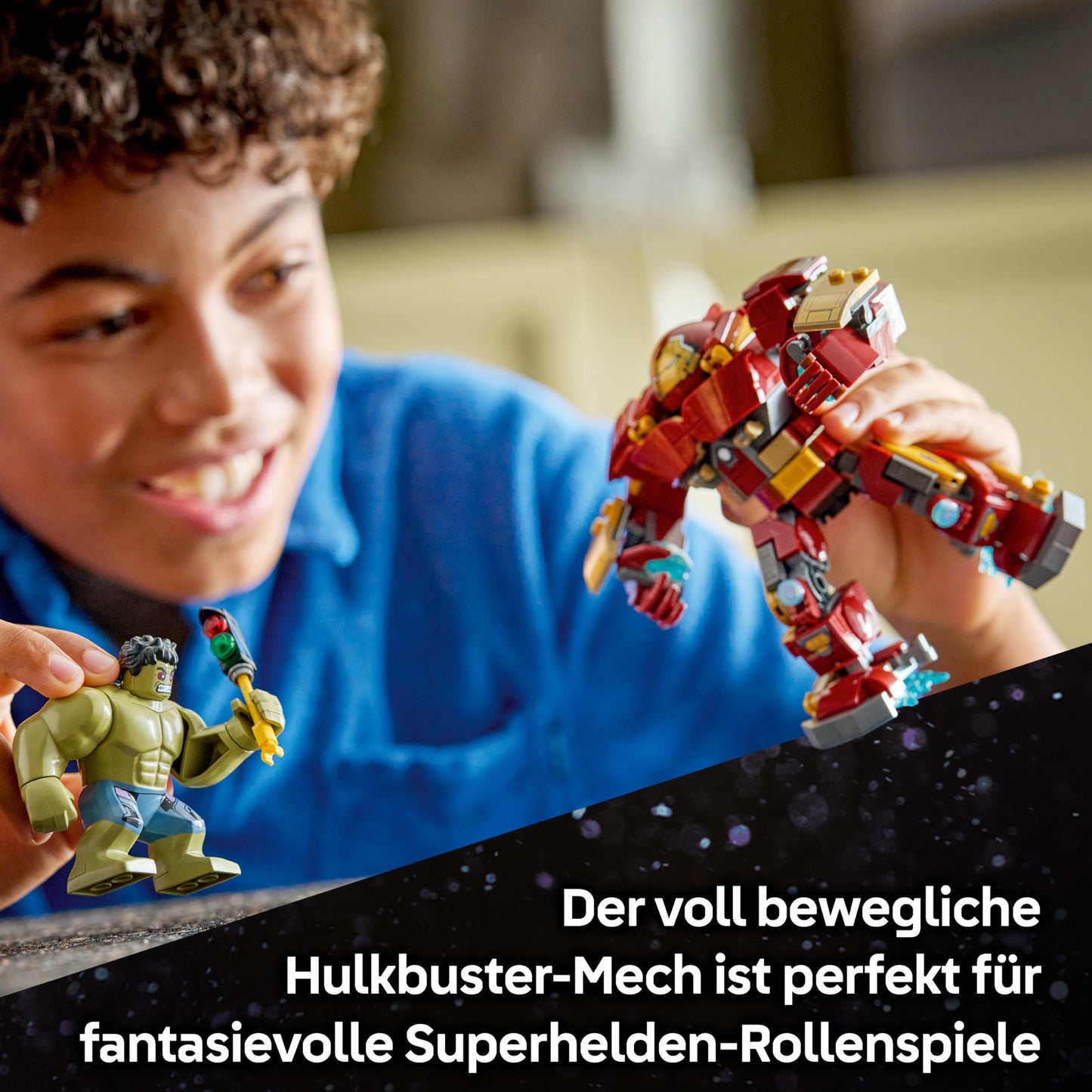 LEGO | Marvel Duel of the Giants: Hulkbuster vs. Hulk - Superhero toy with action figure and 2 minifigures, including Iron Man - Avengers gift for boys aged 9 and up, girls and fans - 76343