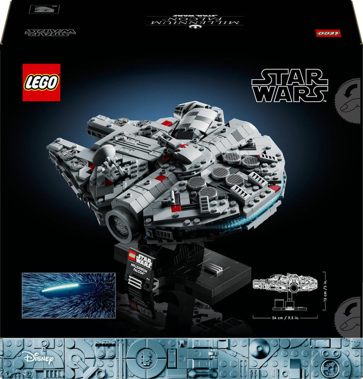 LEGO Star Wars 75375 Millenium Falke – Model de nava spațială pentru adulți, cu suport de expunere și plăcuță cu nume, ca decor cool pentru birou – Cadou pentru fanii „O Nouă Speranță”