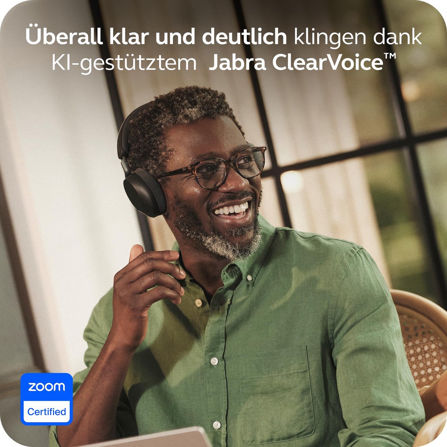 Jabra Evolve3 75 on-ear Bluetooth headset wireless with microphone for office, USB-C, AI voice call, advanced active noise cancellation, 22h battery, for online meeting apps, black - 37599-989-899