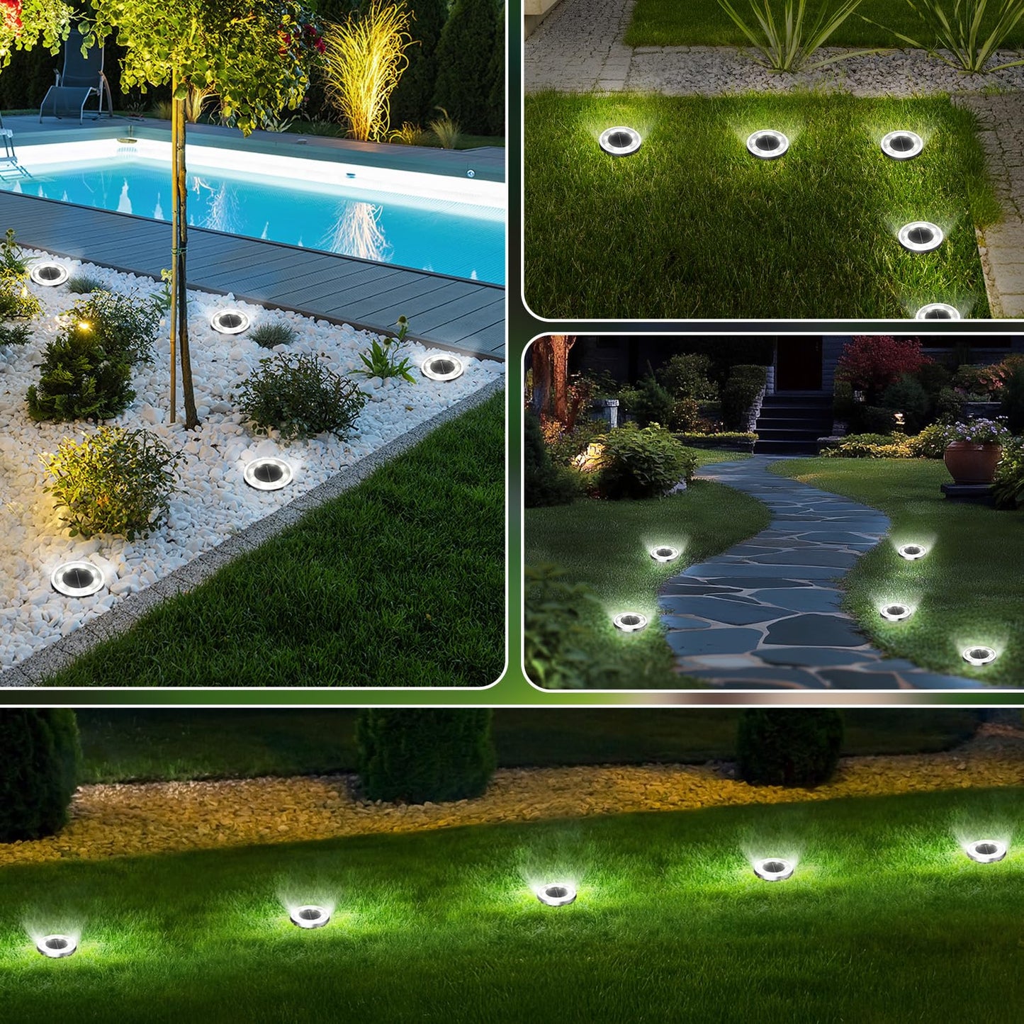 FLOWood solar floor lights outdoor, IP65 waterproof, cool white, 10 pieces - MNDMD