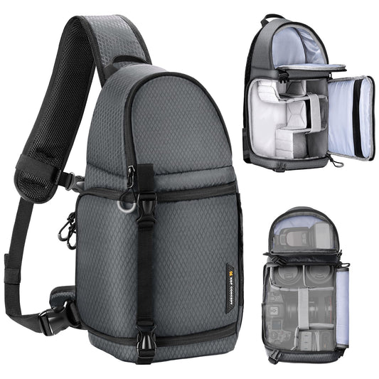 K&F CONCEPT Camera Shoulder Bag, Waterproof Camera Bag, Photography Daily Travel Camera Bag, Bags Photographer Photo Backpack, Grey - KF13.199V1