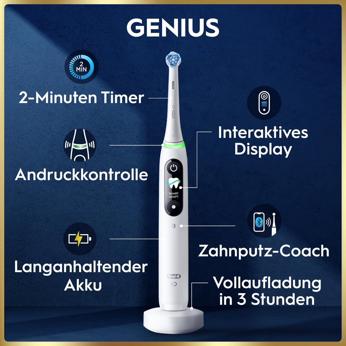 Oral-B iO - our most advanced technology with individually powered bristles and a dentist-inspired round brush head. - iOM9.1A1.ADH