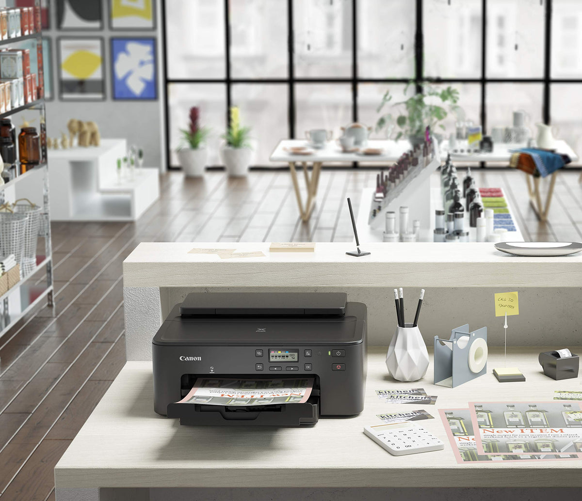Canon PIXMA TS705a is a compact inkjet printer (without scan & copy function, WiFi, duplex, 5 separate inks, AirPrint, A4, black). - 3109C026