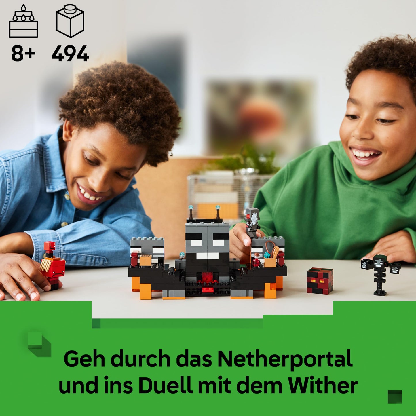 LEGO Minecraft Duel with the Wither - Gift for young gamers - Merchandising for fans - Minecraft - Building set with many creatures and workbench for boys and girls aged 8 and up - 21590