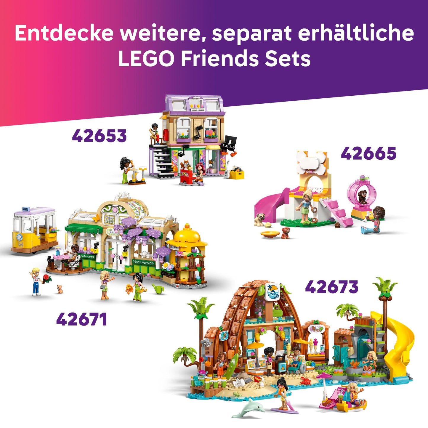LEGO Friends Cat Birthday Party & Tree House - Toy with 2 Minifigures & 5 Animal Figures - Rotating Table, Piñata & Fun Accessories - Creative Gift for Girls Ages 6 and Up - 42666
