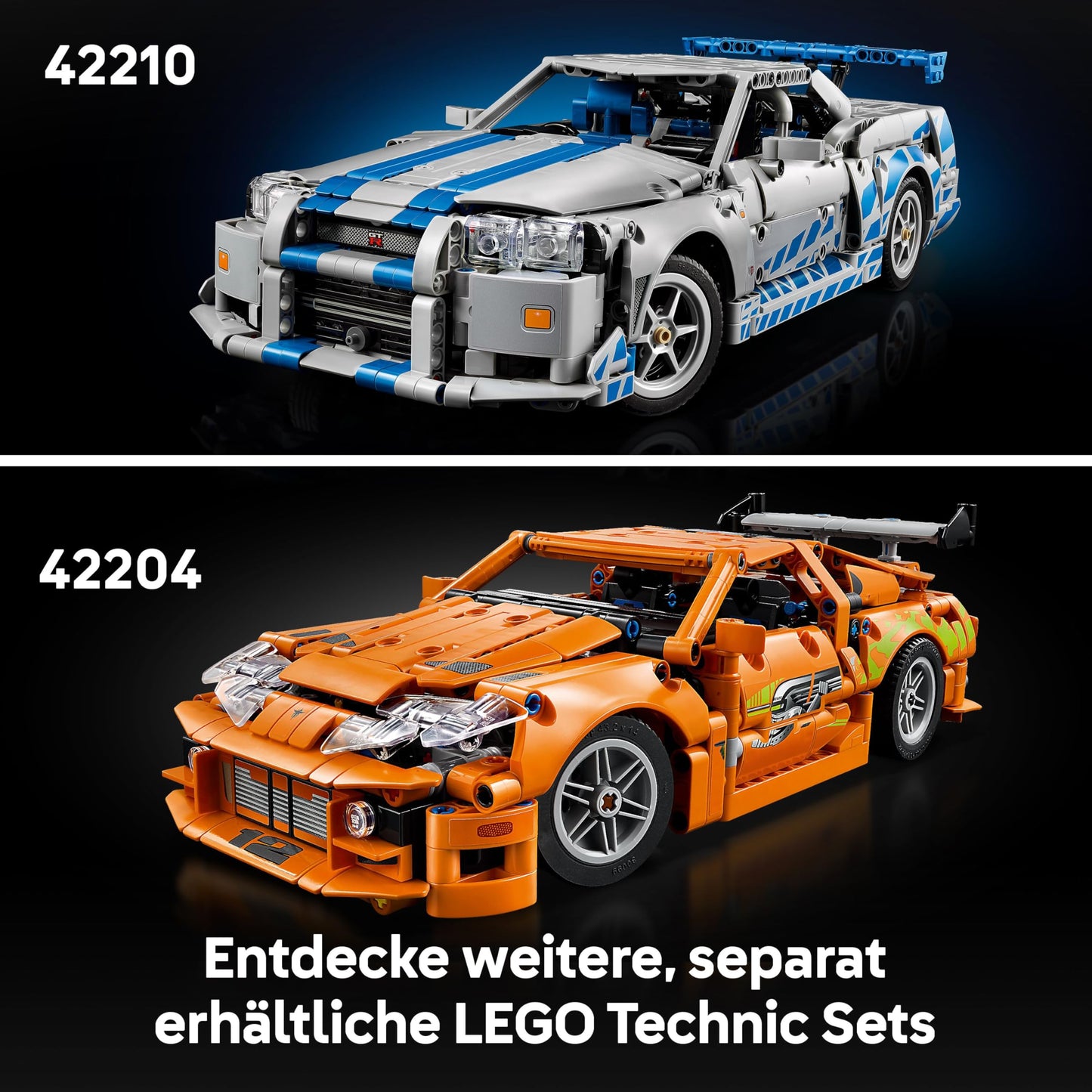 LEGO Technic 2 Fast 2 Furious Nissan Skyline GT-R (R34) speedster - car model for adults - with drift function, steering, suspension and 6-cylinder engine - collector's gift for fans - 42210