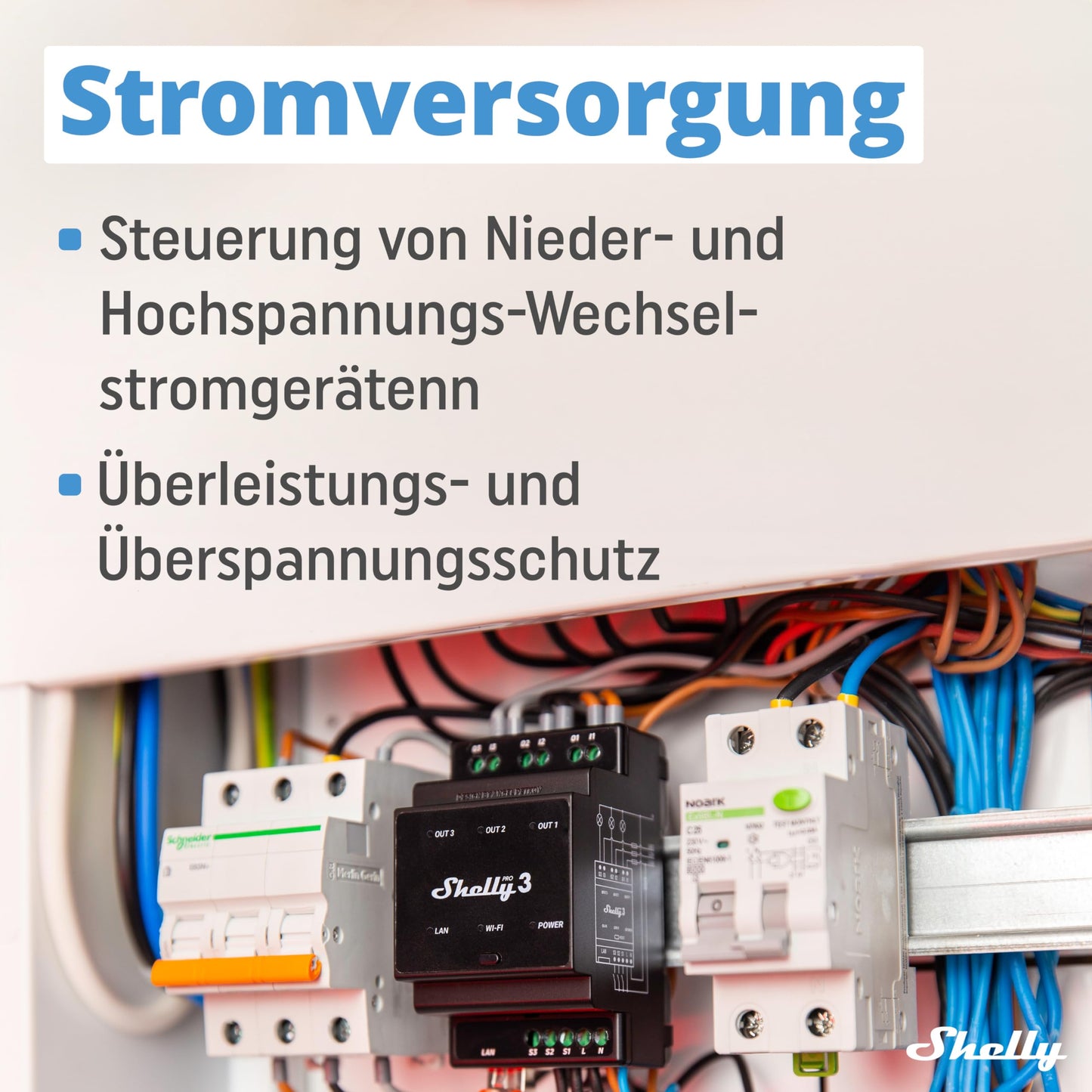 Shelly Pro 3 - WLAN & LAN Smart Relay Switch, Single & Three Phase, 3 Channel, 16A, Potential Free Contacts, Garage Door & Lighting, DIN Rail, Home Automation, No Hub Required - 3800235268094