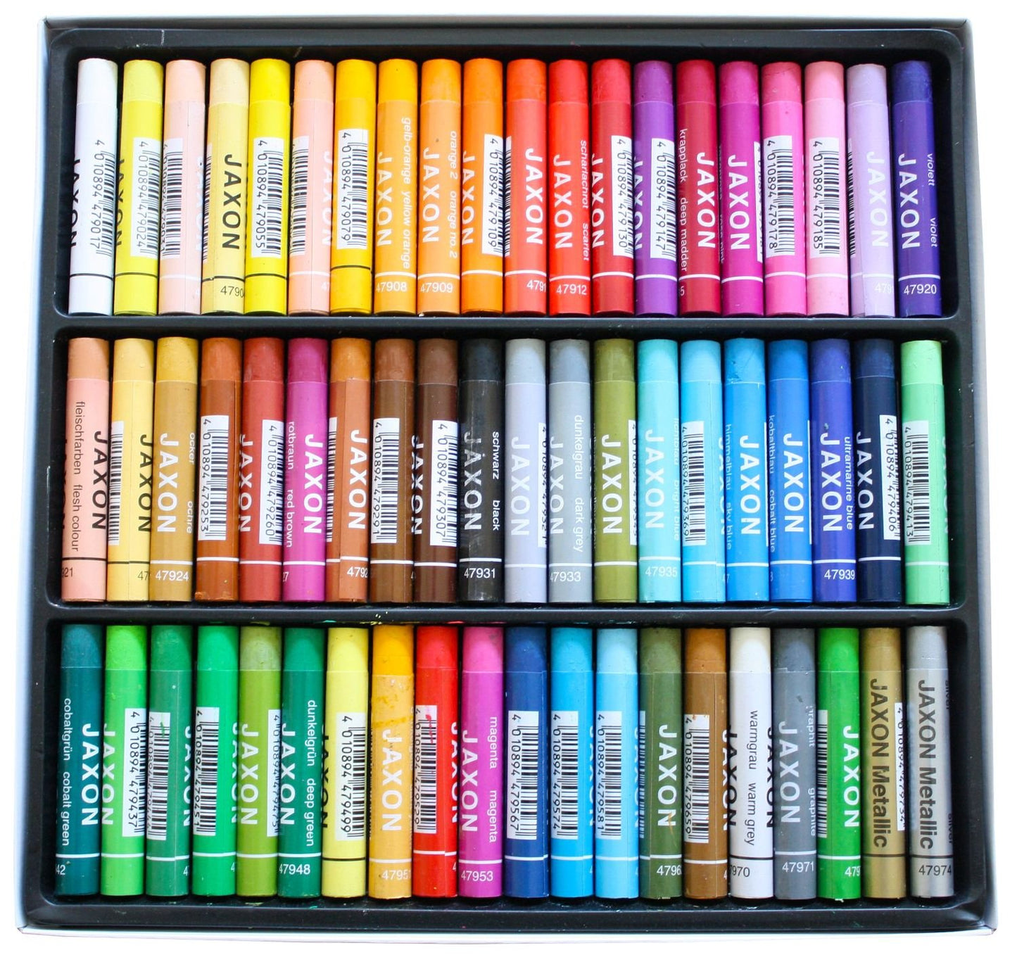 Honsell 47460 - Jaxon oil pastels, set of 60 in a cardboard case, brilliant, lightfast colors, ideal for artists, hobby painters, children, school, art lessons, free from harmful substances