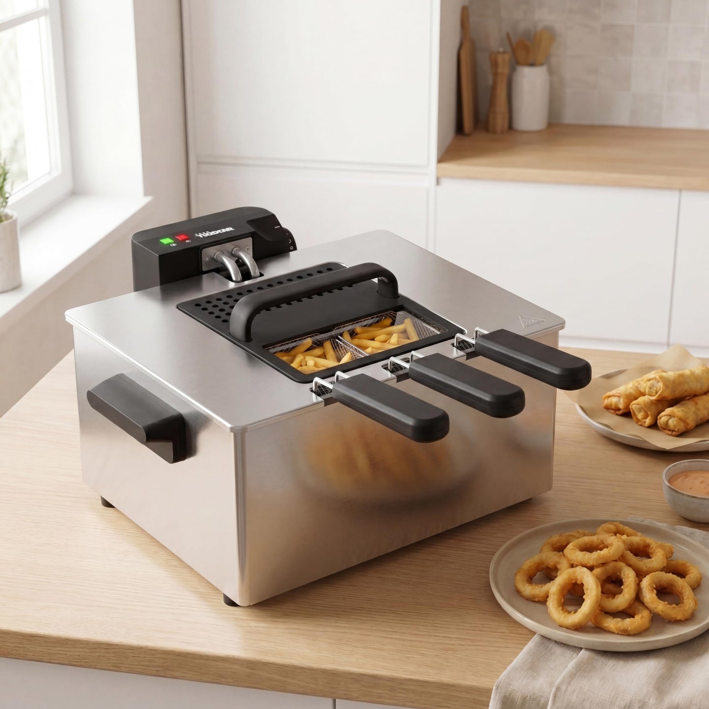 Tristar Stainless Steel Deep Fryer, 5L Capacity, 3000W, Removable Basket, Adjustable Temperature, Semi-Professional Performance, FR-9330