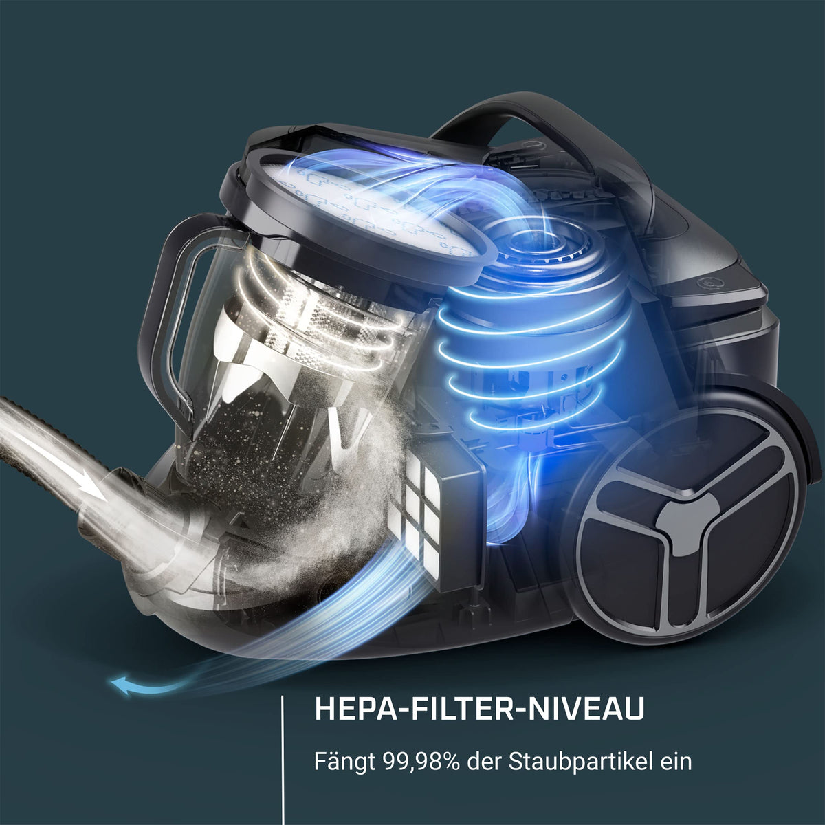 Rowenta Silence Force Cyclonic Effitech bagless vacuum cleaner, suitable for parquet, high suction power, low energy consumption, HEPA filtration, 2.5l XXL capacity, 12m action radius, black, RO7935 - RO7935EA