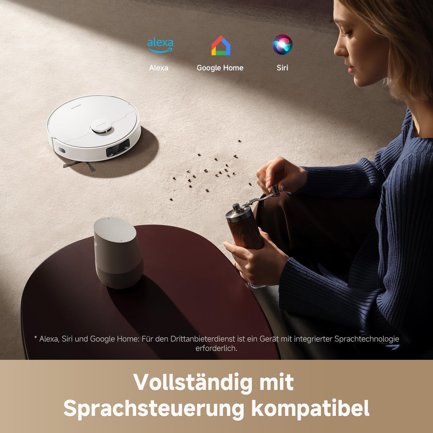 dreame D20 robot vacuum cleaner, 13,000 Pa suction power, DuoBrush for pet hair, LDS navigation, 2-in-1: vacuuming and mopping, hard floors and carpets, 5,200 mAh battery, app and voice control - RLD35GA