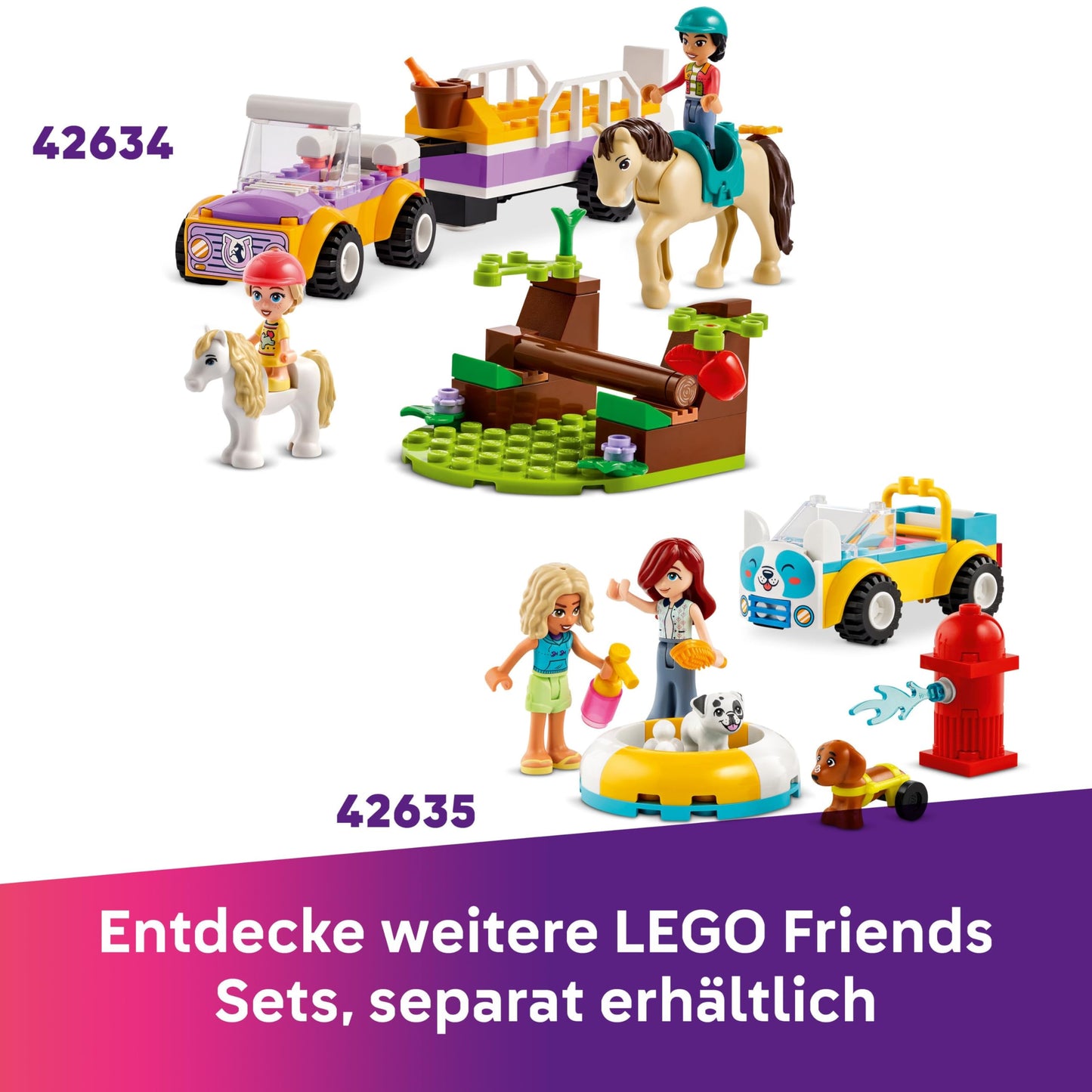 LEGO Friends Heartlake City Ice Cream Truck, role-play playset, building set with 2 toy figures and a bunny, toy for girls aged 4 and up, building toy with character minifigures 42644