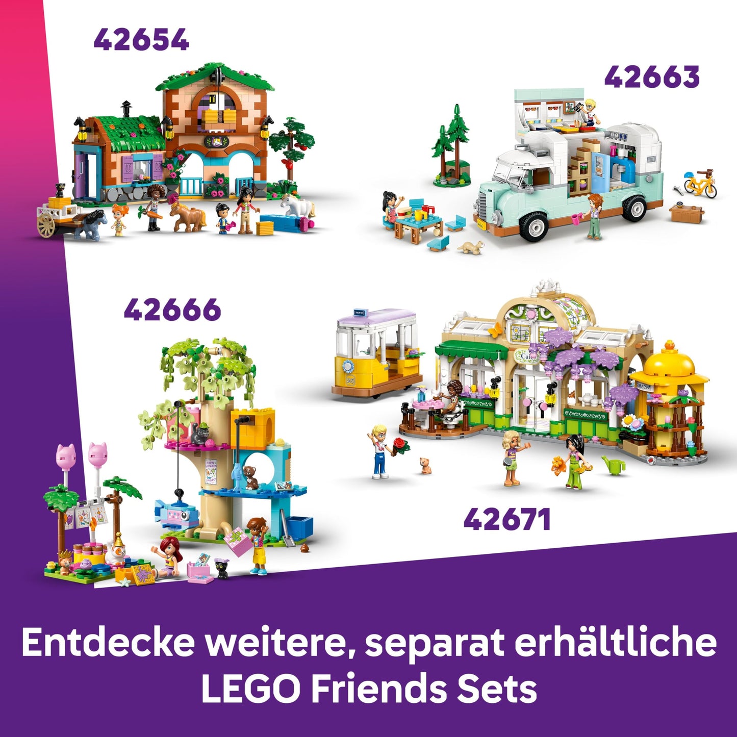 LEGO Friends Family Vacation at the Beach Resort - Toy with 6 mini-dolls, turtle and dolphin figures, ice cream parlor and accessories - Children's gift for girls aged 8 and up - 42673