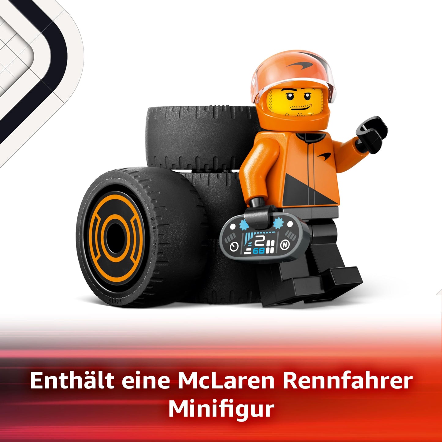 LEGO City F1 racing driver with McLaren racing car - toy Formula 1 model with racing car and minifigure - small gift for boys and girls aged 6 and over or motorsport fans 60442