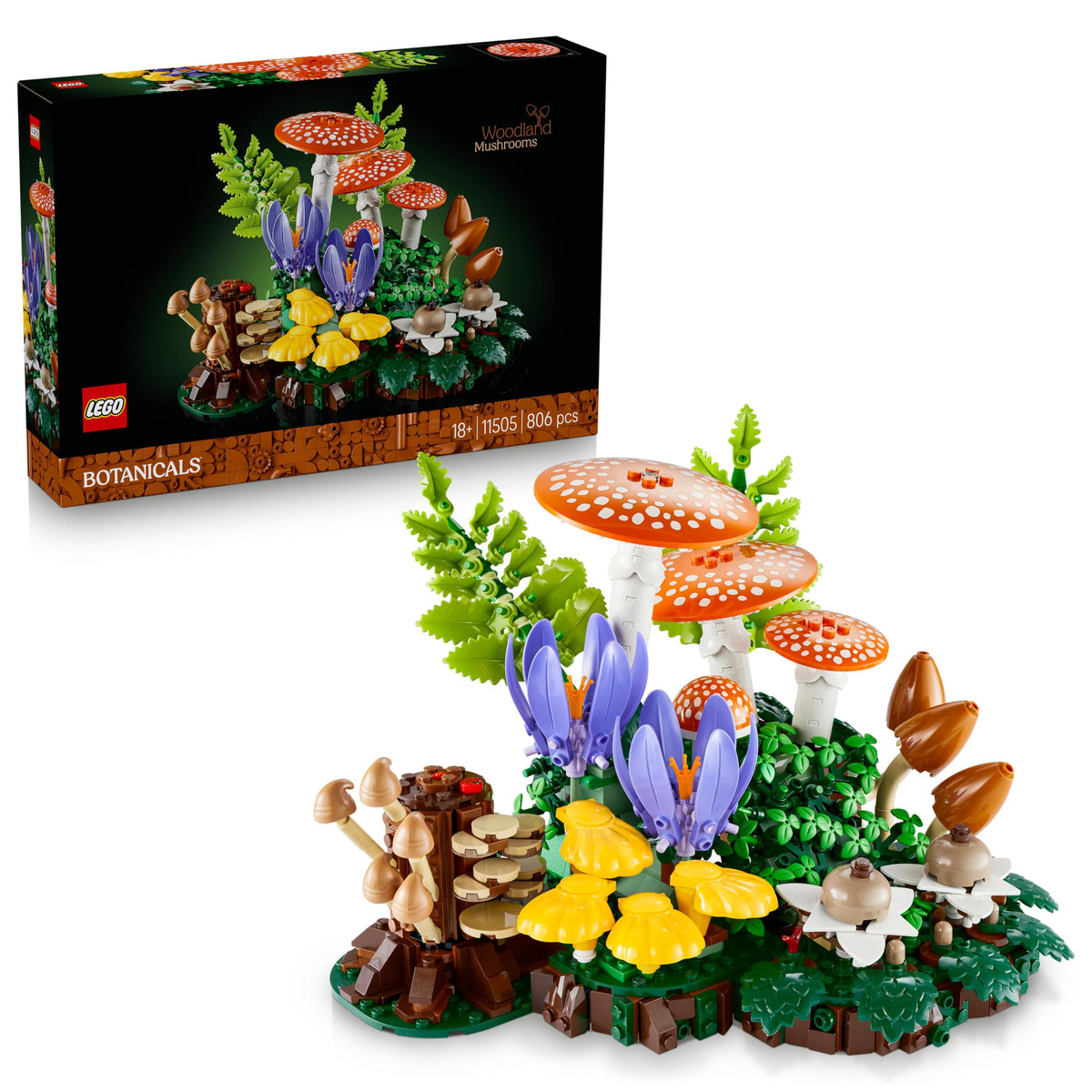 LEGO Botanicals Forest Mushrooms - Artificial Plant Set for Adults - Including Fly Agaric & Artificial Flowers for Living Room or Bedroom Decoration - DIY Gift Idea - 11505
