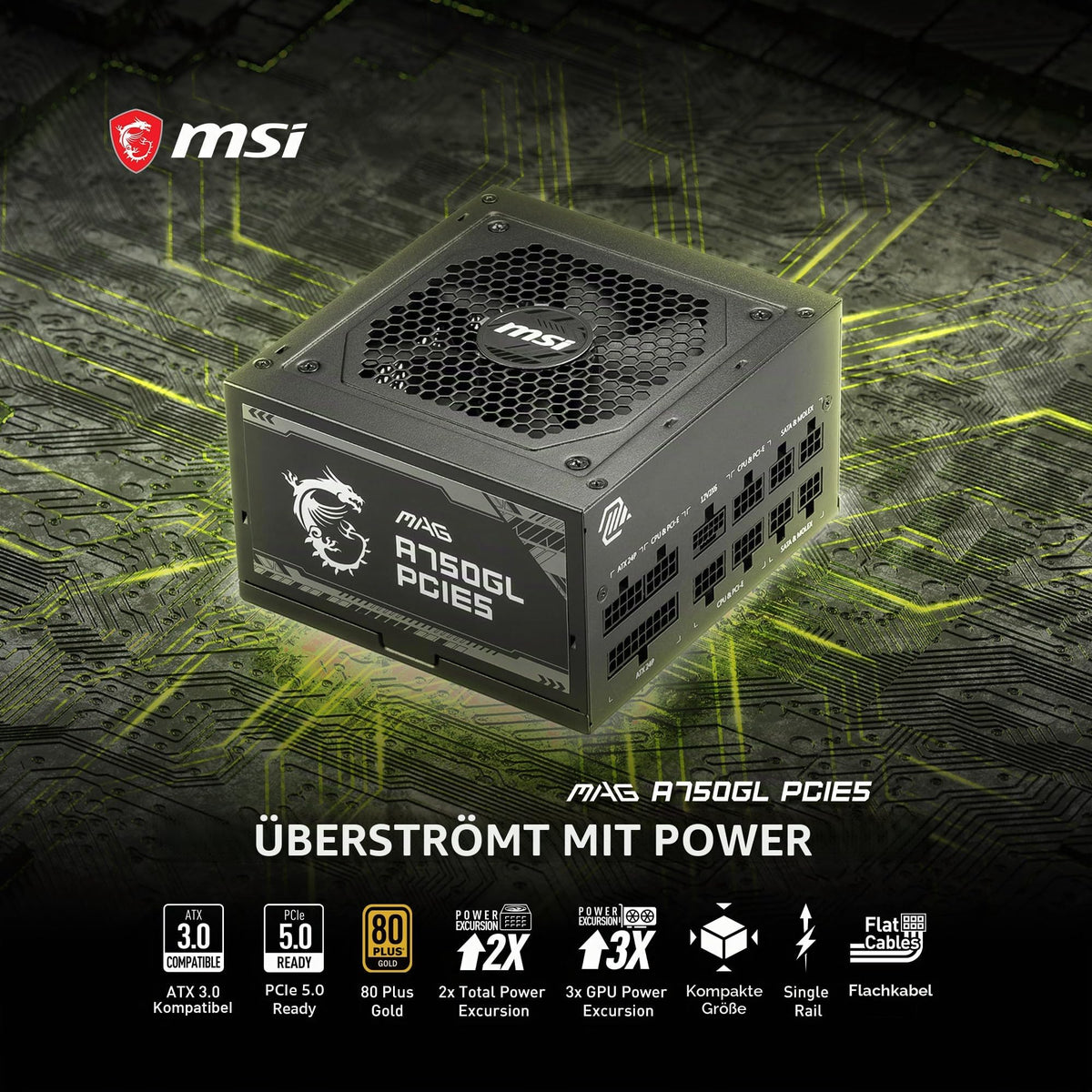 MSI MAG A750GL PCIE5-750W 80 Plus Gold sursă de alimentare - 306-7ZP8B11-CE0