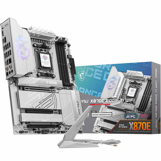 MSI MPG X870E Edge TI WiFi Motherboard, ATX - Supports AMD Ryzen 9000/8000 / 7000 processors, AM5-80A SPS VRM, DDR5 Memory Boost 8400+MT/s (OC), PCIe 5.0 x16, M.2 Gen5, Wi-Fi 7, 5G LAN - 7E59-002R