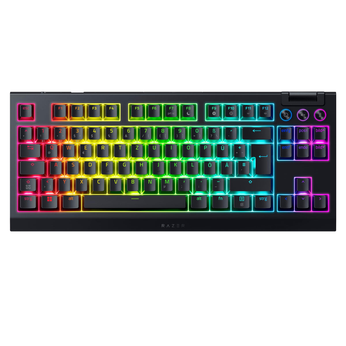 Razer BlackWidow V4 Tenkeyless HyperSpeed (Orange Tactile Switch) - Wireless Hot-Swap Gaming Keyboard - Without Numpad - Bluetooth & HyperSpeed 1000Hz - Snap Tap - QWERTZ DE Layout | Black - RZ03-05480400-R3G1