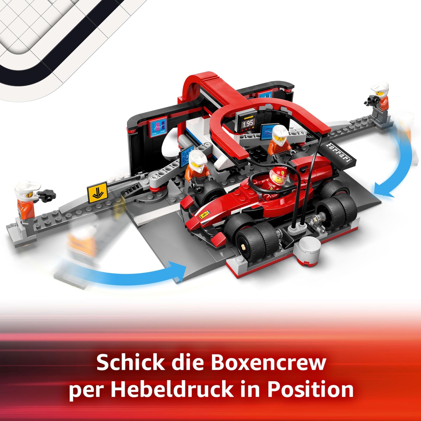LEGO City F1 Pit Stop with Pit Crew and Ferrari Speedster - Formula 1 Pit Stop Set with 1 Racing Driver and 4 Mechanic Minifigures - Toy Racing Car for Boys and Girls from 6 Years - 60443