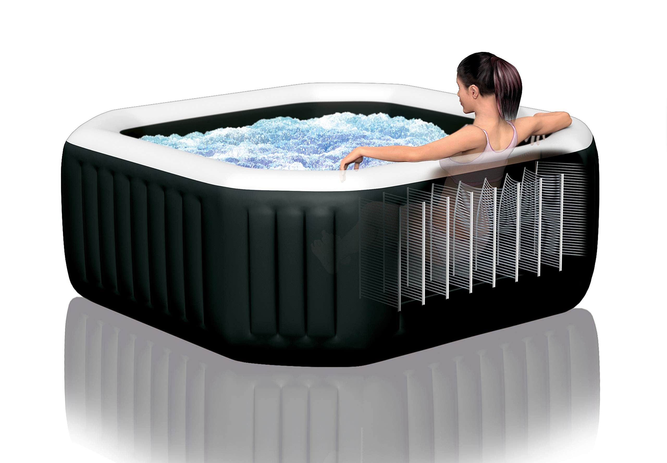 INTEX PureSPA Jet+Bubble Deluxe inflatable indoor & outdoor whirlpool for 6 people 1098 L (196 x 71cm) water softening & salt water system - 140 massage jets - 2200 W heating system (28462)
