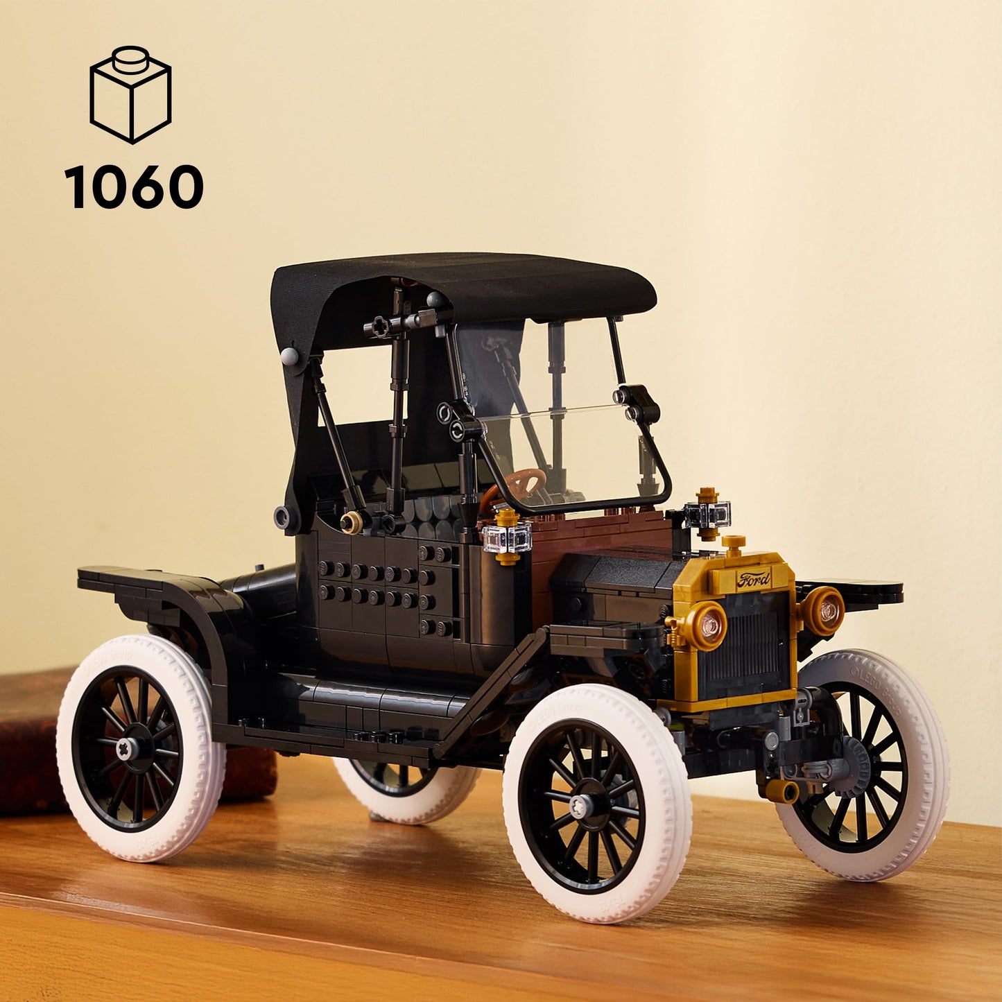 LEGO Icons Ford Model T - retro car model building for adults - collector's display set with fabric folding roof, high wheels and split windshield - gift for fans of classic vehicles - 11376