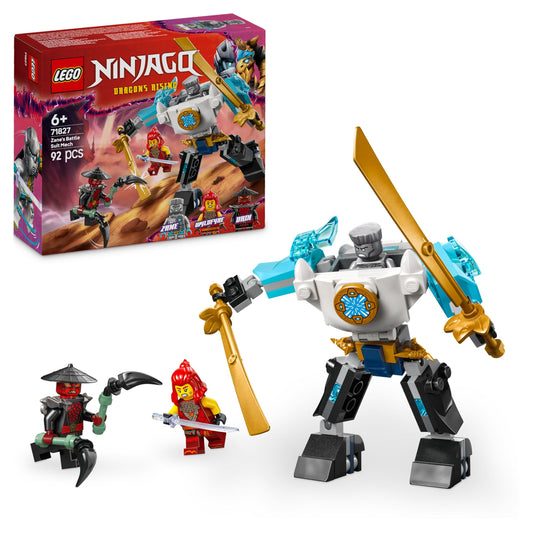 LEGO NINJAGO Zanes Action Mech - Ninja toy with 3 minifigures for role play - small building and play set for children - gift idea for boys and girls aged 6 and over 71827