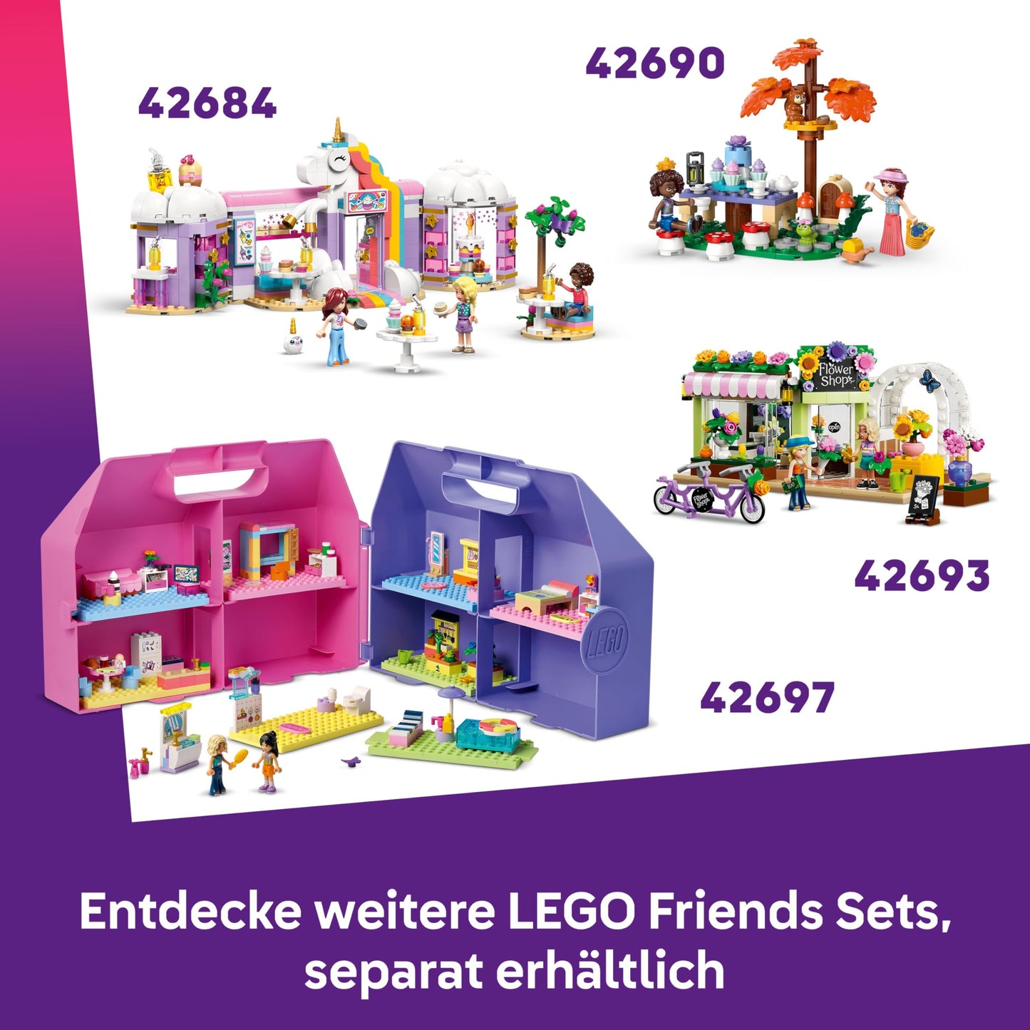 LEGO Friends glamping hut in the great outdoors - miniature playhouse with 2 minifigures, cat figure & accessories including beds & food - children's room decoration - gift for girls aged 6 and over - 42682