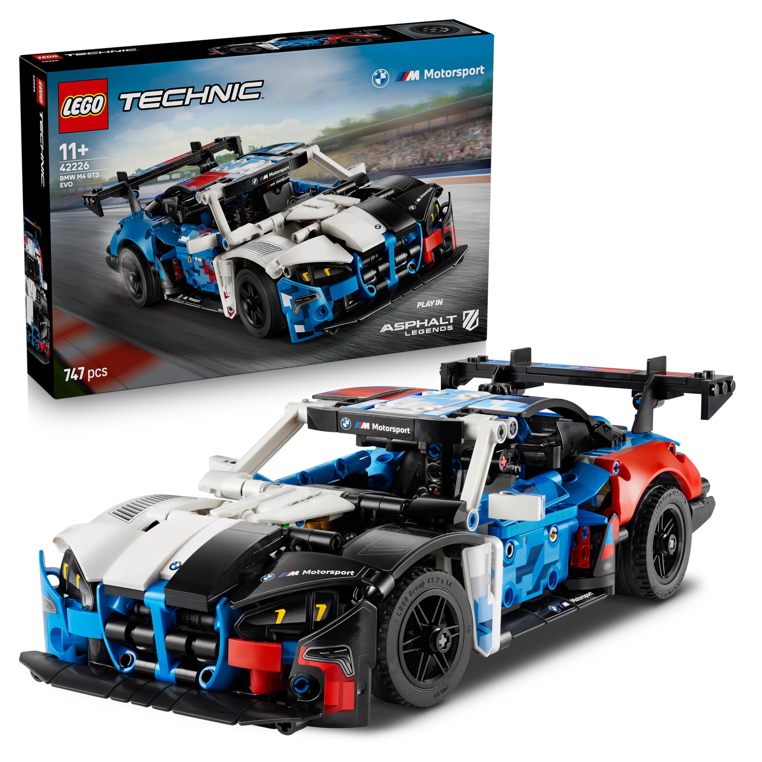 LEGO Technic BMW M4 GT3 EVO racing car - model kit with V6 engine, steering and opening doors - gaming gift for boys aged 11 and over & young motorsport fans - 42226
