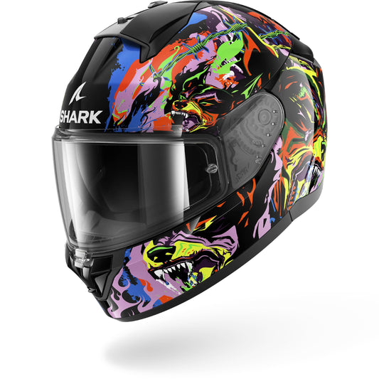 Shark, Cască integrală pentru motocicletă RIDILL 2 RAGING BEAST Negru Violet Galben KVY, S - HE1118EKVYS