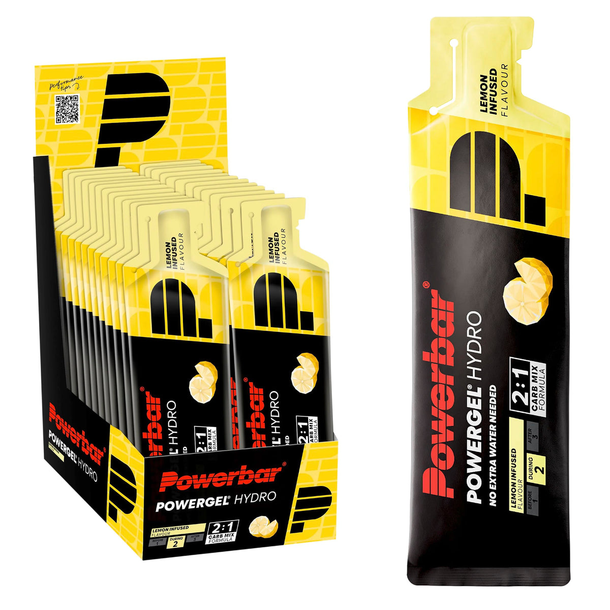 Powerbar - PowerGel Hydro - Infuzat cu lămâie - 24x67ml - Gel energetic cu carbohidrați ridicați - fără cofeină - Sodiu&Sodiu - 22040500