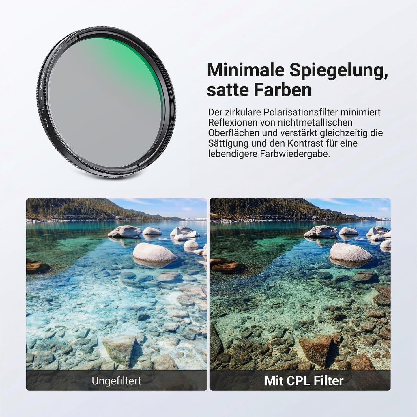 NEEWER 67 mm variable ND + CPL + UV filter set, pack of 3, multi-coated gray filter (ND2-400) circular polarization filter camera lens polarizing filter, photo accessories with carrying case lens caps - NW