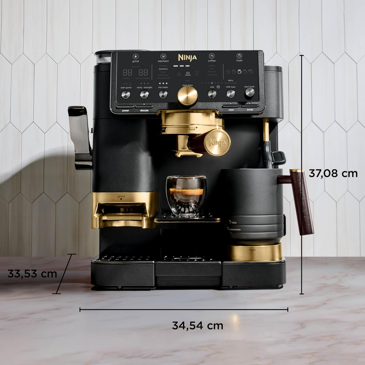 Ninja Luxe Café Pro David Beckham 3-in-1-Masina de cafea Negru și Aur - ES771EUBK