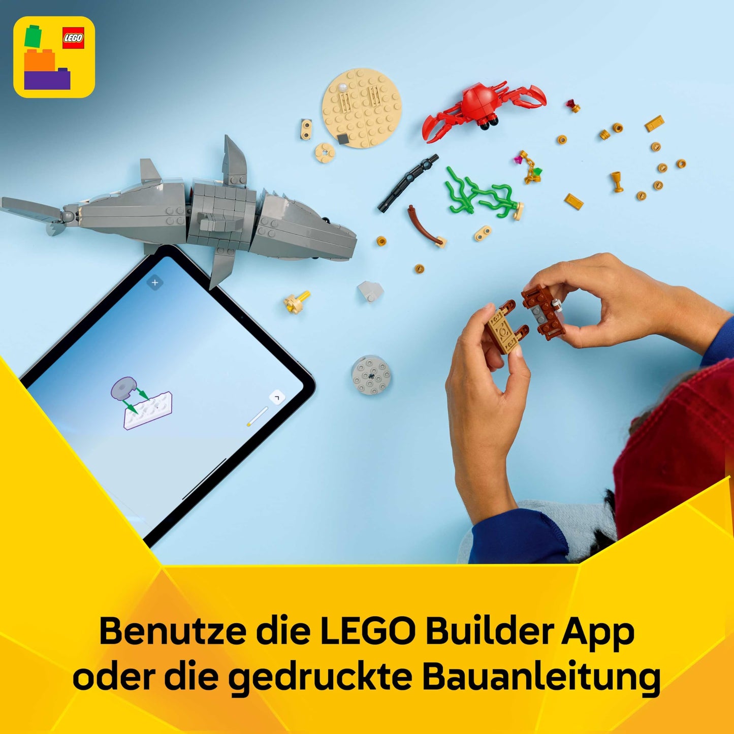LEGO Creator 3-in-1 Wild Shark Set with Treasure Chest - Creative Toys & Construction Toys - Sea Creatures Building Set with Shark Figure - Gift for Children Ages 8 and Up with 3 Building Options - 31381
