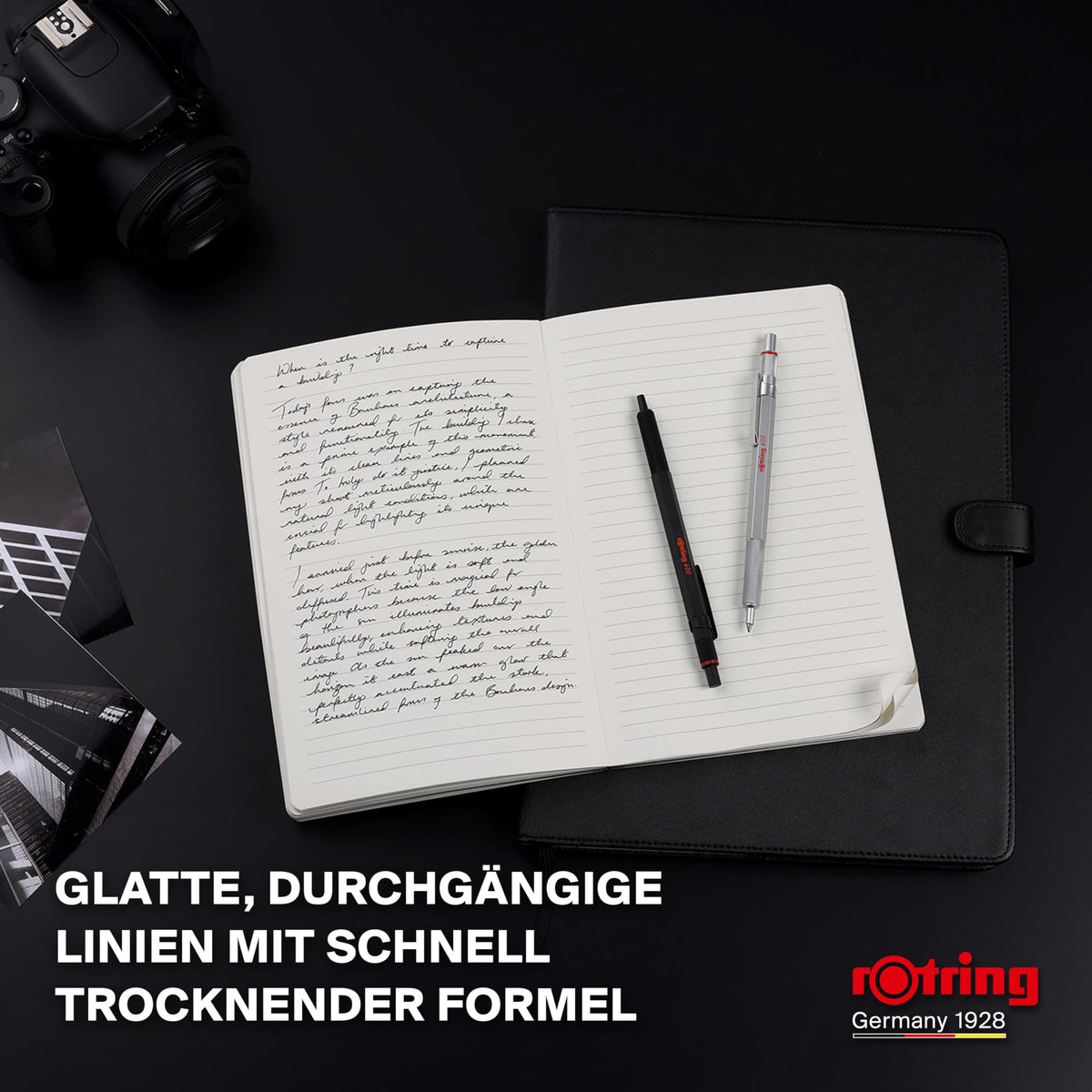 rOtring 600 Gelschreiber | 0,55 mm | Cerneală neagră | Instrument de scris argintiu cu corp metalic | Zonă de prindere antiderapantă, cu striații și corp hexagonal | Reîncărcabil - SAP_2196011