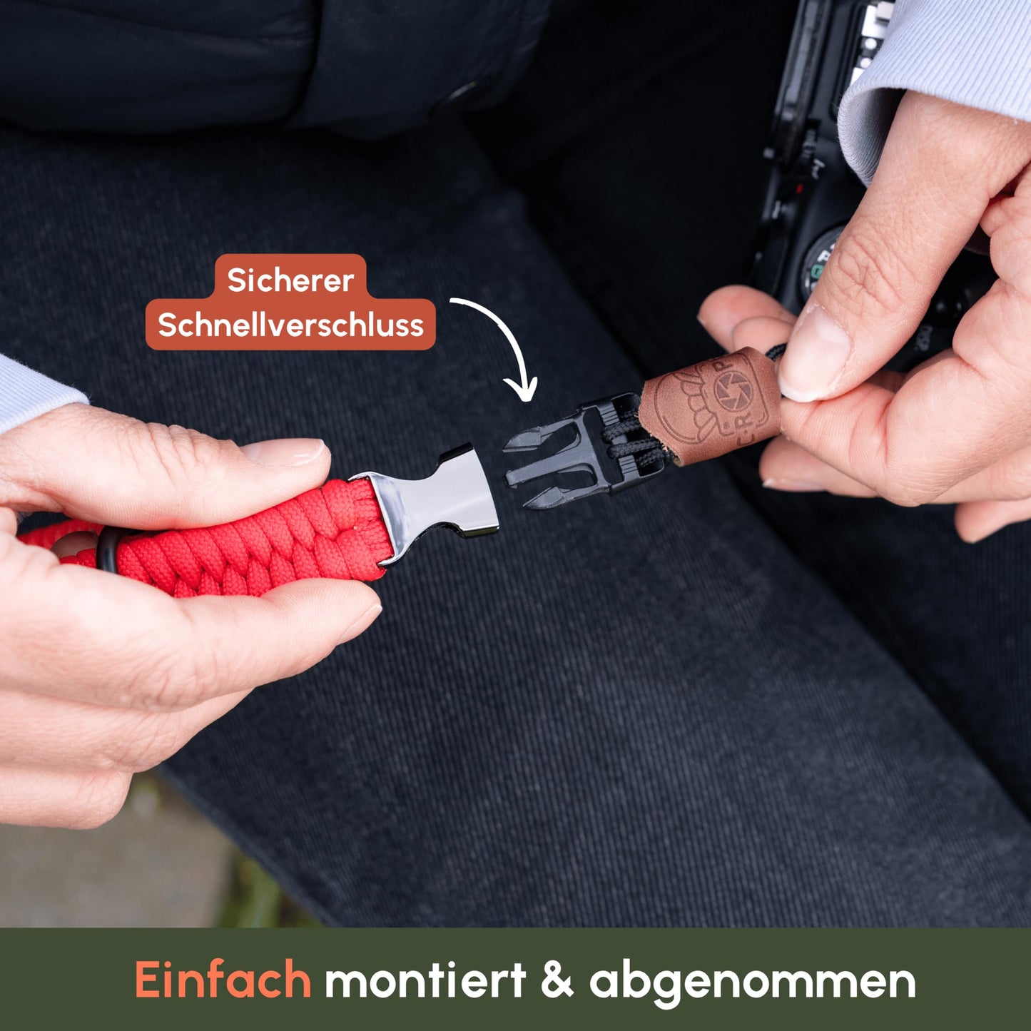 C-Rope camera hand strap The Claw made of hand-woven paracord. Camera strap with quick release system (Bright Red) - CRP-CLW-030-BRR
