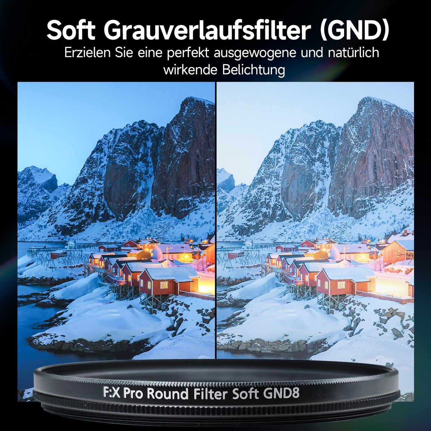 Rollei F:X Pro gray gradient round filter Soft GND 8 screw filter with rotating ring for adjusting the gradient along the axis of rotation Ideal for landscape and architectural photography (82 mm)