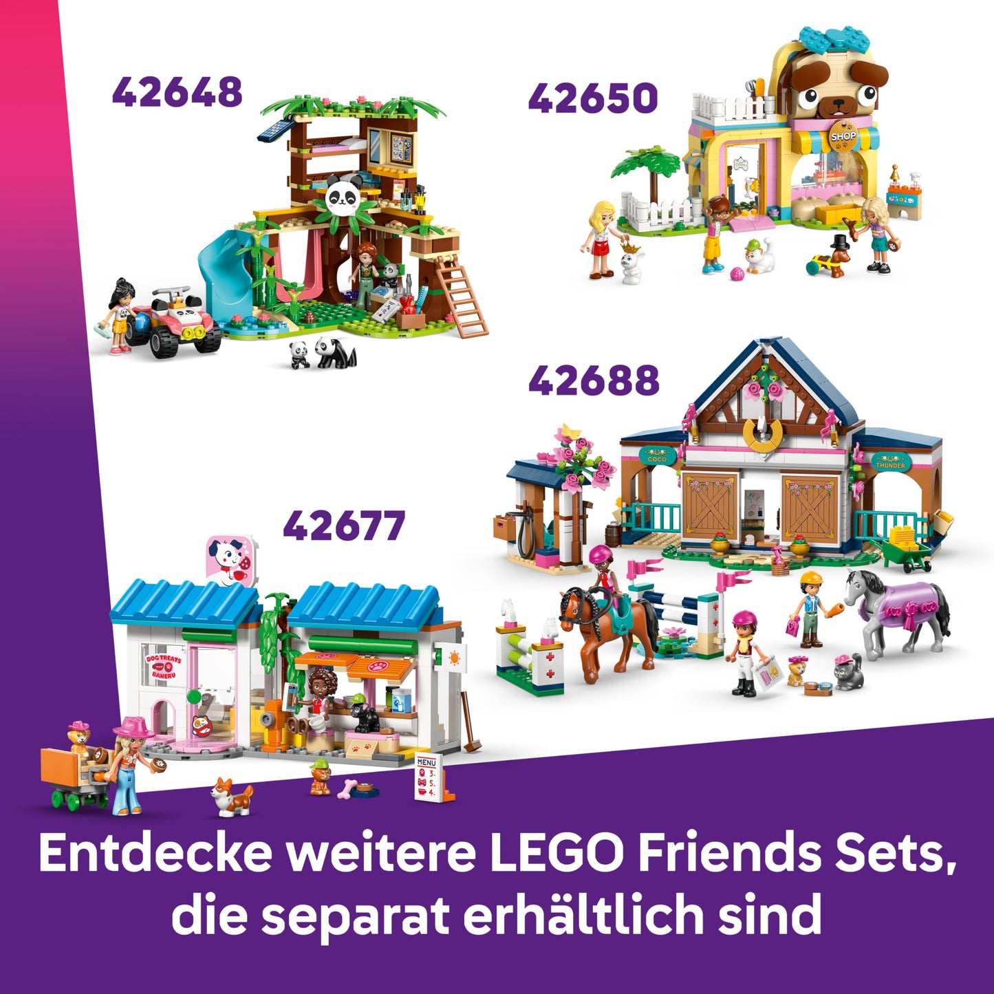 LEGO Friends horse and foal with horse trailer - horse playset with care accessories, 4 animal figures, car & 2 mini dolls - birthday gift idea for girls aged 7 and up - 42695