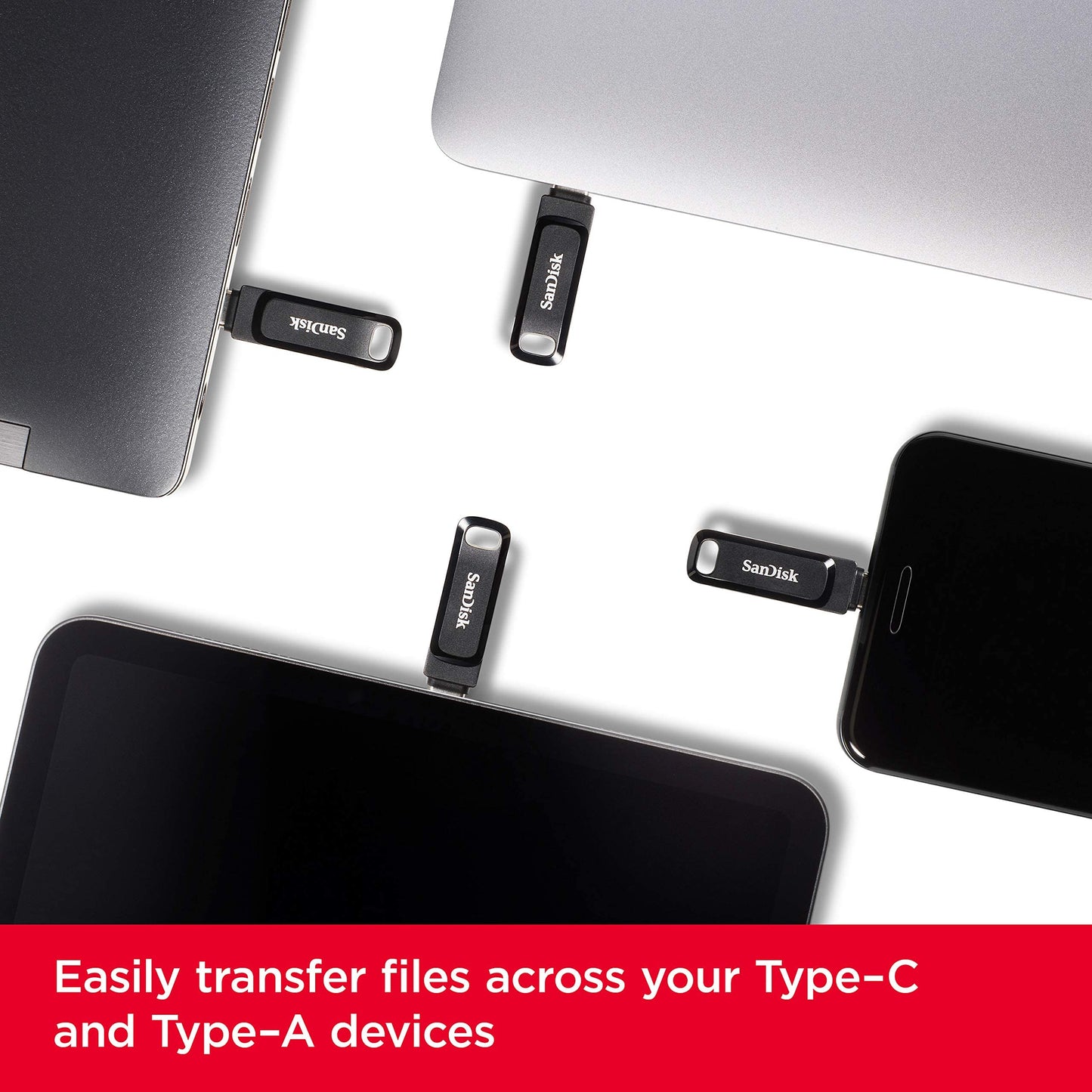 SanDisk Ultra Dual Drive Go USB Type-C 64 GB (Android smartphone memory, USB Type-C port, 150 MB/s reading speed, can be used as a key fob) (pack of 2) - SDDDC3-064G-G46