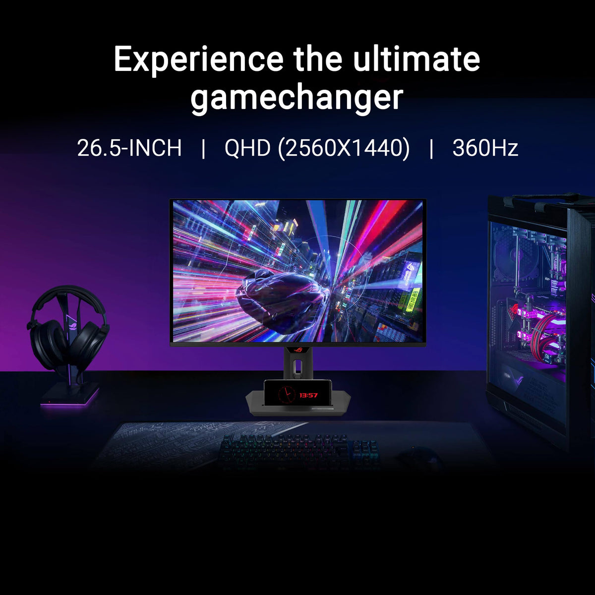 ASUS ROG Strix OLED XG27ACDNG 27-inch Gaming Monitor (26.5 inches visible) 1440p QD-Panel, 360 Hz, 0.03 ms, heatsink, anti-flicker, Care+, uniform brightness, G-SYNC) - 90LM0AN0-B01970
