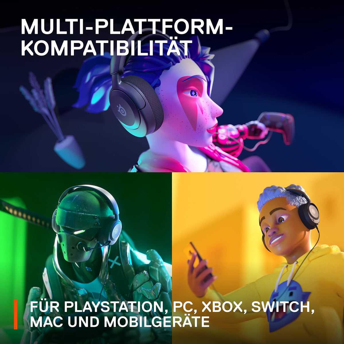 SteelSeries Arctis Nova 1P - Headset de gaming multi-sistem - Driver Hi-Fi - Sunet surround 360° - Pernuțe pentru urechi din spumă cu memorie - Microfon cu anulare a zgomotului - PS5, PS4, PC, Xbox - Negru - 61611