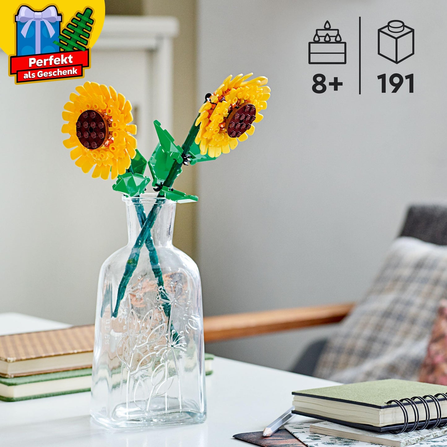 LEGO Botanicals Sunflowers - Set with artificial flowers for children aged 8 and over - Children's room decoration or bouquet - Gift for teenagers, girls and boys - Botany Collection 40524