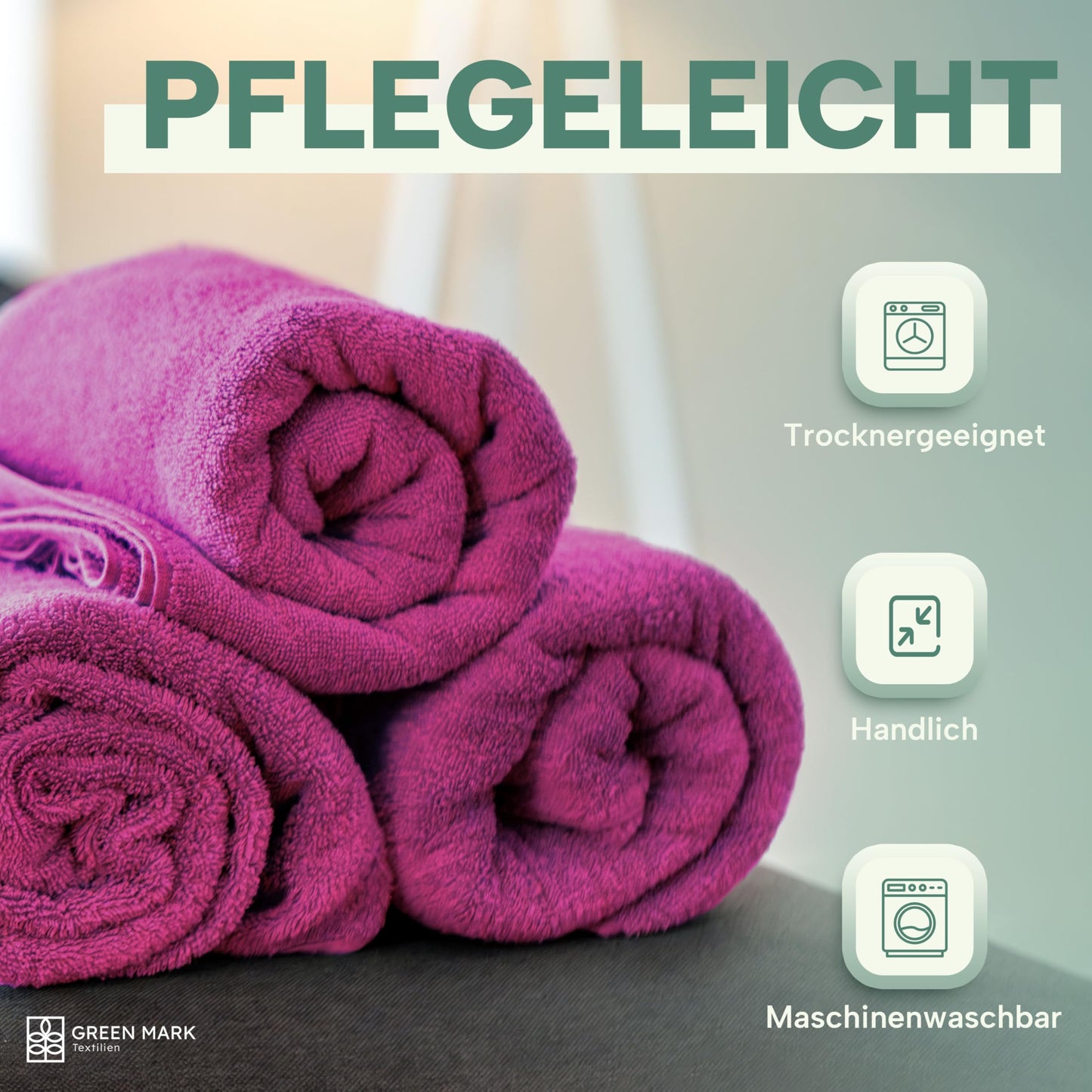 NatureMark Towels - Set of 8 - 100% Cotton, Soft & Absorbent, Premium Quality for Bathroom, Spa and Fitness, 50 × 100cm, Pink - 8er