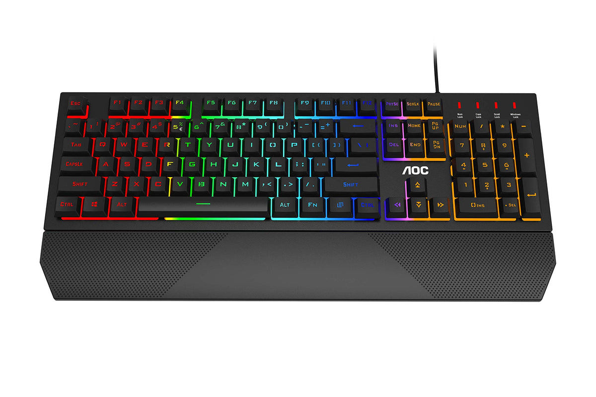 AOC GK200 Tastatur pentru gaming - Tastatură PC cu layout german, 25 de taste anti-ghosting, 25-N-Key-Rollover și cablu de 1,8 m lungime. - Keyboard