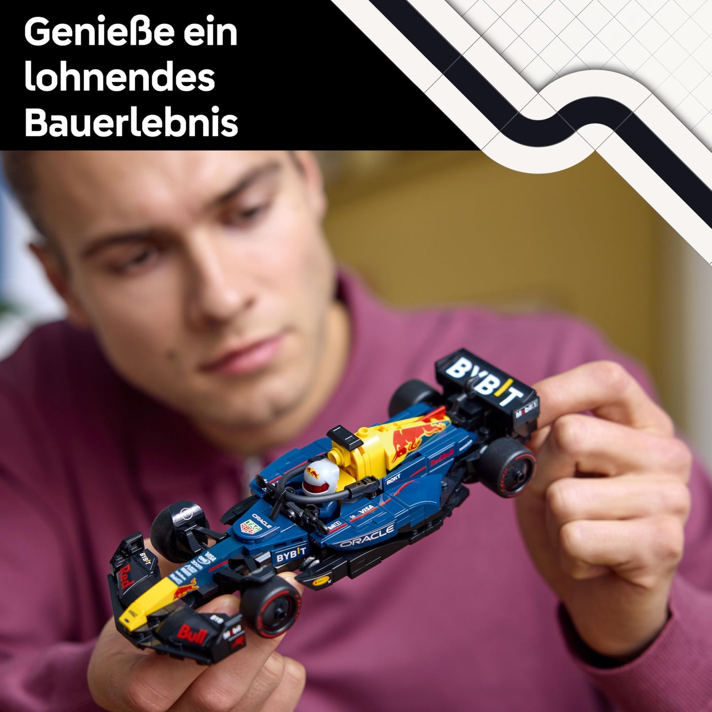LEGO Speed Champions Oracle Red Bull Racing RB20 F1 racing car - model for adults with Formula 1 minifigure to collect - display piece and gift for fans of motorsports & racing cars 77243