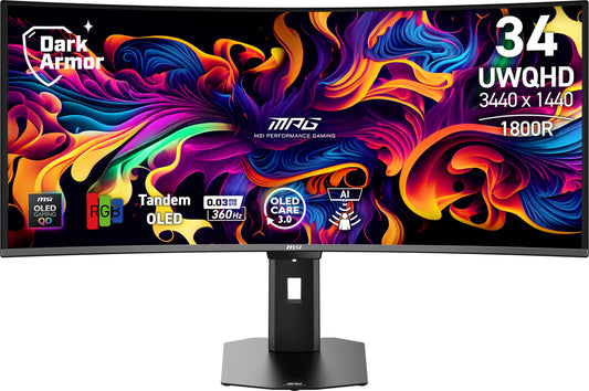 MSI MPG 341CQRDE QD-OLED X36, Monitor de gaming, 34 Zoll, UWQHD, 360 Hz - 4711377404136