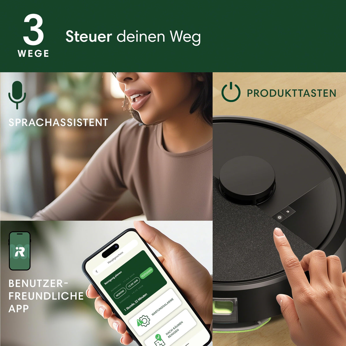 iRobot Roomba 105 Combo + AutoEmpty Dock - Golire automată timp de până la 75 de zile - Aspirare + Spălare - Clearview LiDAR - 7000Pa - 120 minute - SmartScrub - Ocolește obstacole - Aplicație - Negru - Y351040