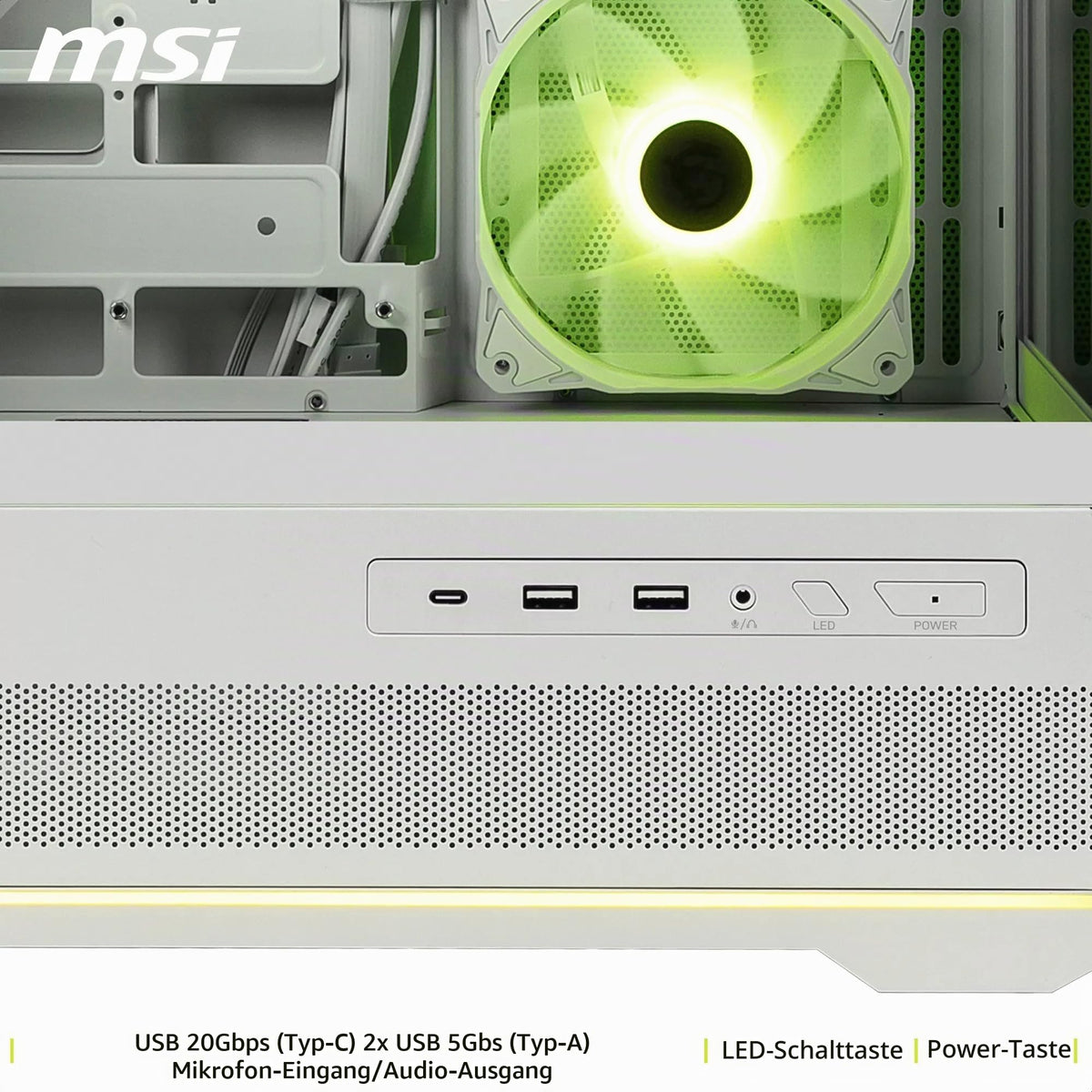 MSI MAG Pano 110R PZ White – Mid-Tower Gaming PC Case - 306-7G28W21-JA4