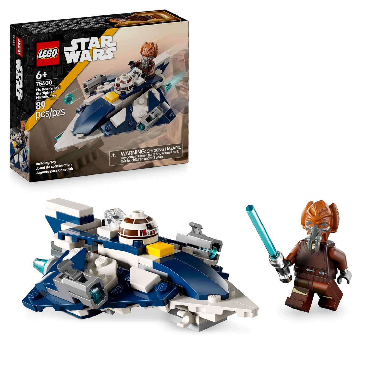LEGO Star Wars 75400 Plo Koons Jedi Starfighter Microfighter building toy with 2 shooters - including mini figure with lightsaber - gift for boys aged 6 and up and fans of The Clone Wars